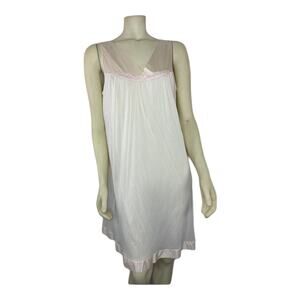 Vintage Vanity Fair slip night gown made in USA peach with pink size large
